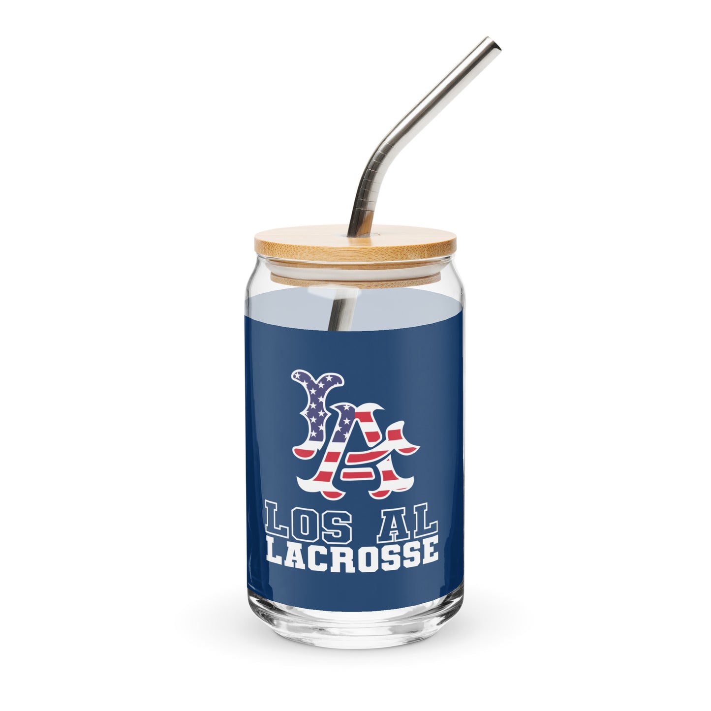 Los Al Lacrosse Can-Shaped Glass w/ Lid & Straw (16 oz)