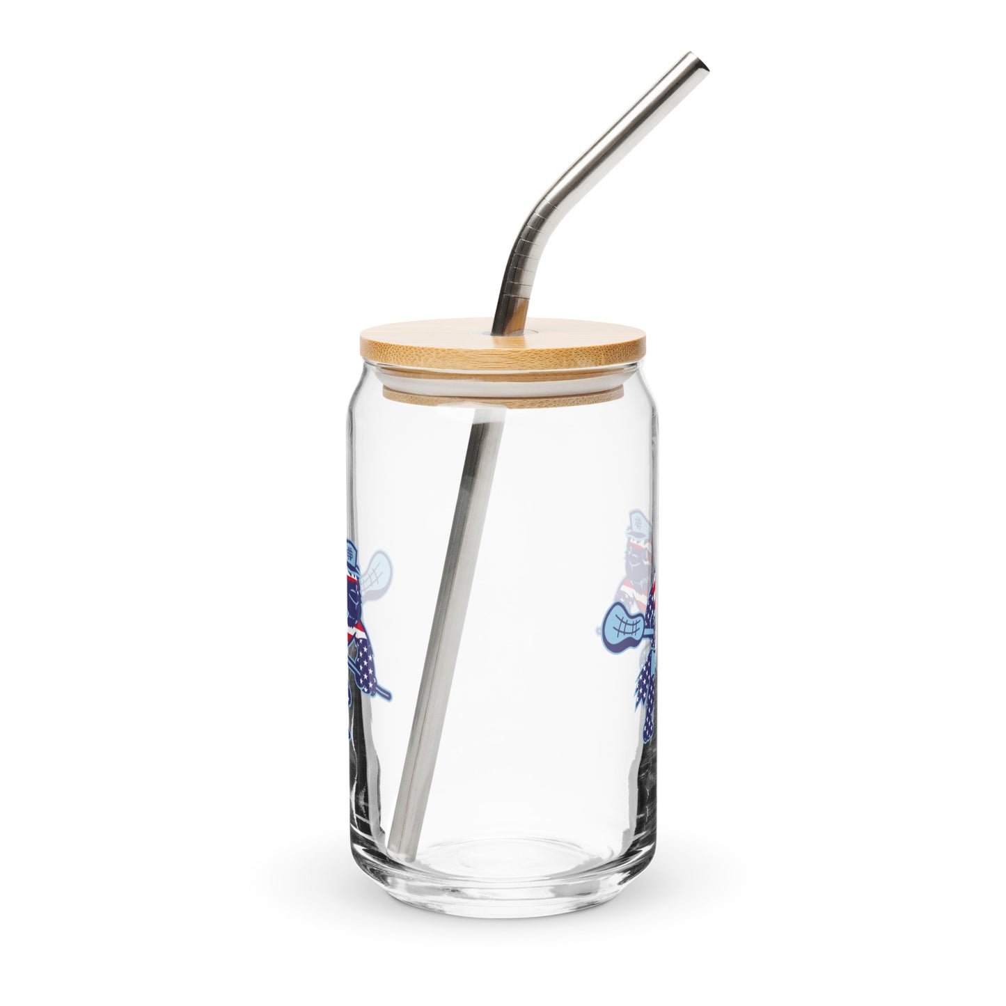 North Stafford Lacrosse USA Can-Shaped Glass w/ Lid & Straw (16 oz)