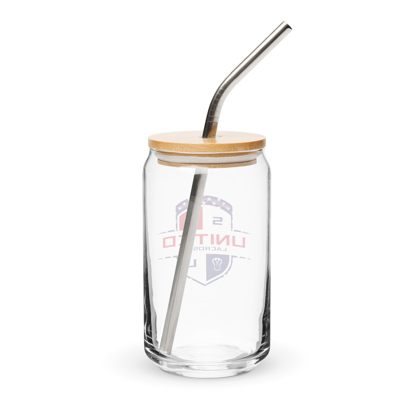 United Lacrosse USA Can-Shaped Glass w/ Lid & Straw (16 oz)
