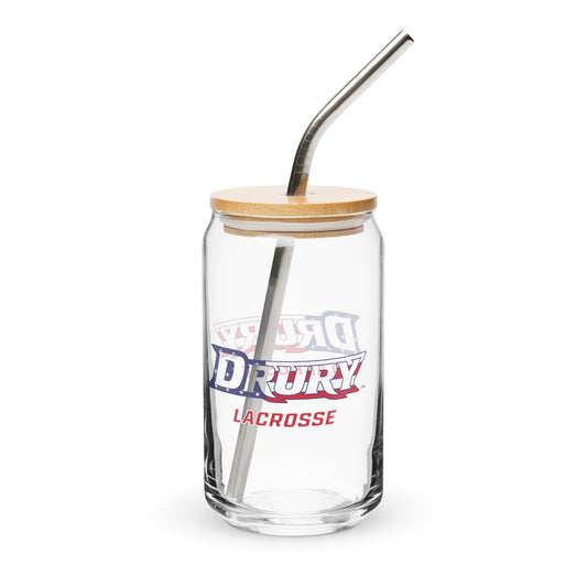 Drury Lacrosse Can-Shaped Glass w/ Lid & Straw (16 oz)