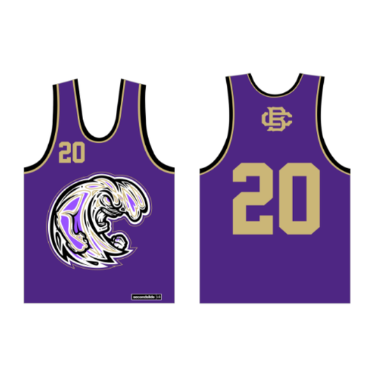 CBHS Youth reversible pinnie purple side front and back