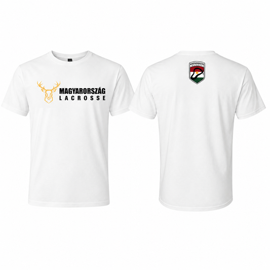 Hungarian Lacrosse Short-Sleeve T-Shirt – White, front and back