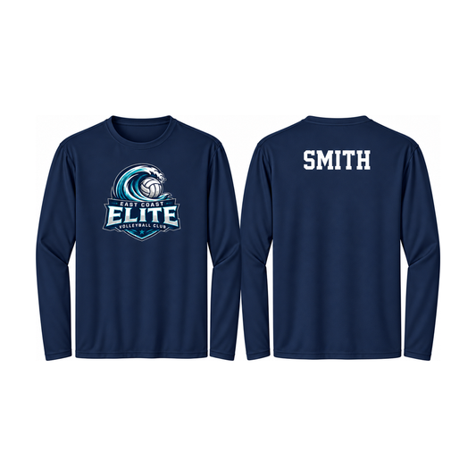 Navy team parent shirt with example back name SMITH