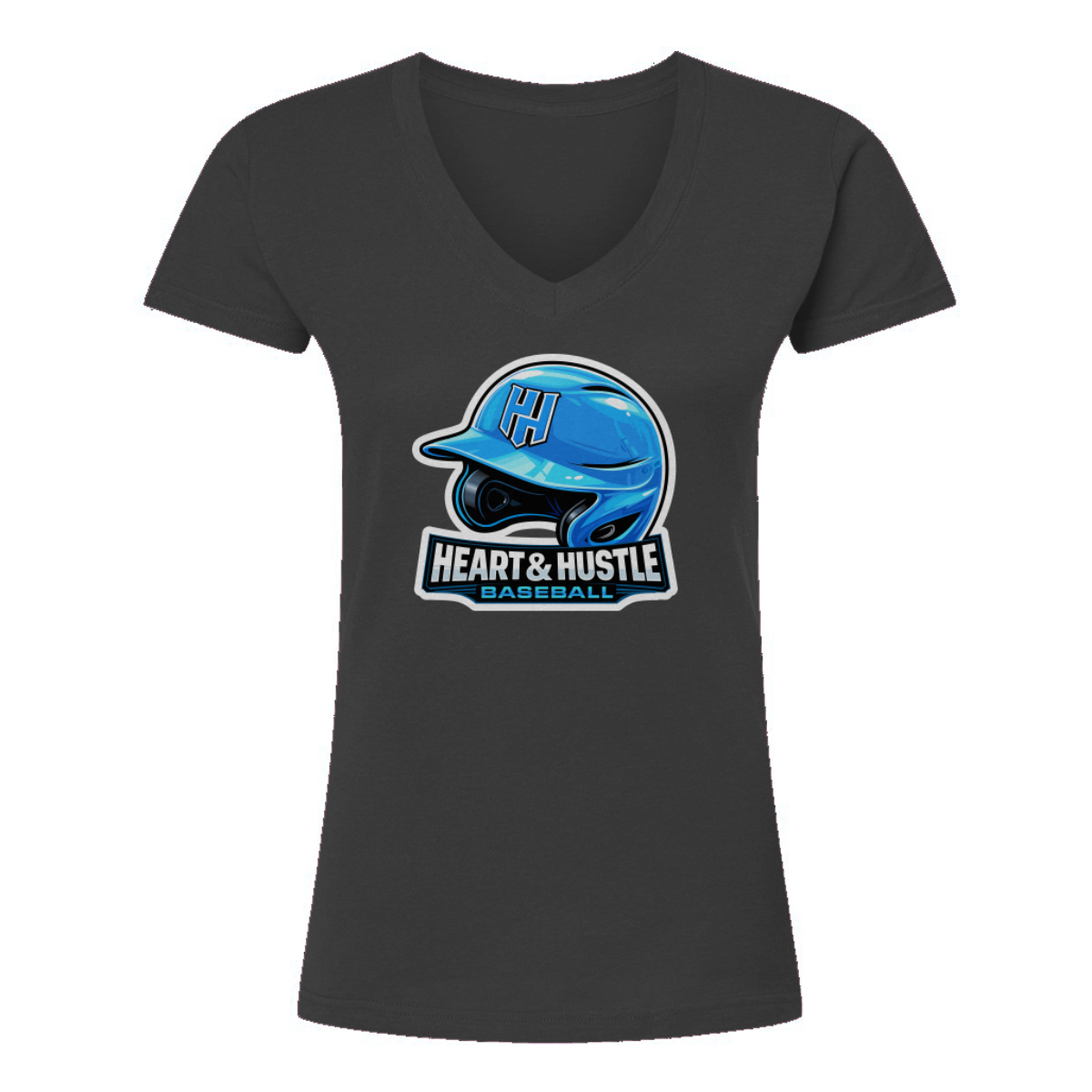 Women's Heart and Hustle Baseball Tultex V-Neck T-Shirt