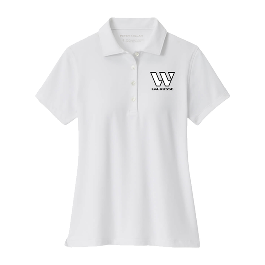 Women's Westward Lacrosse Peter Millar Short-Sleeve Button Polo — White