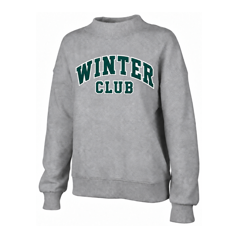 Winter Club Tackle Twill Mock Neck Sweatshirt - Grey