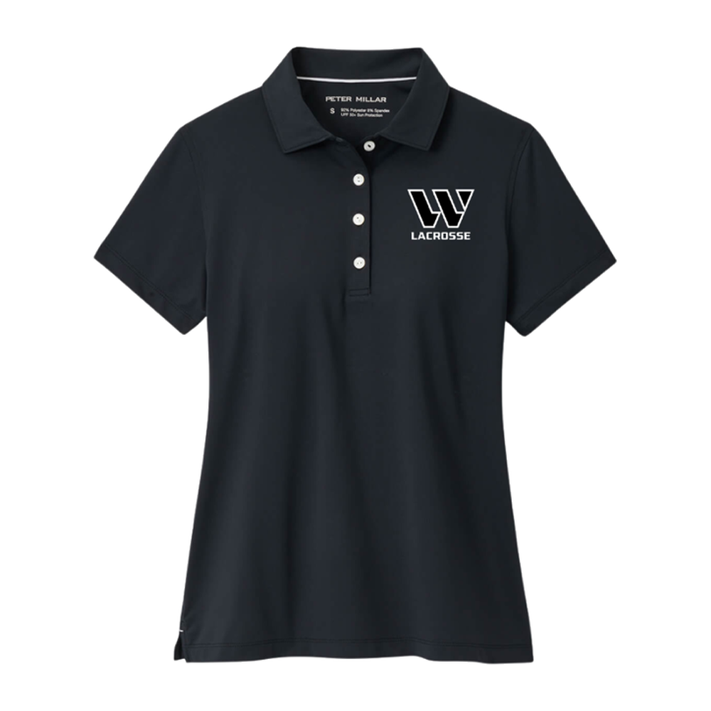 Women's Westward Lacrosse Peter Millar Short-Sleeve Button Polo — Black