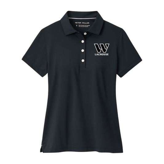 Women's Westward Lacrosse Peter Millar Short-Sleeve Button Polo — Black