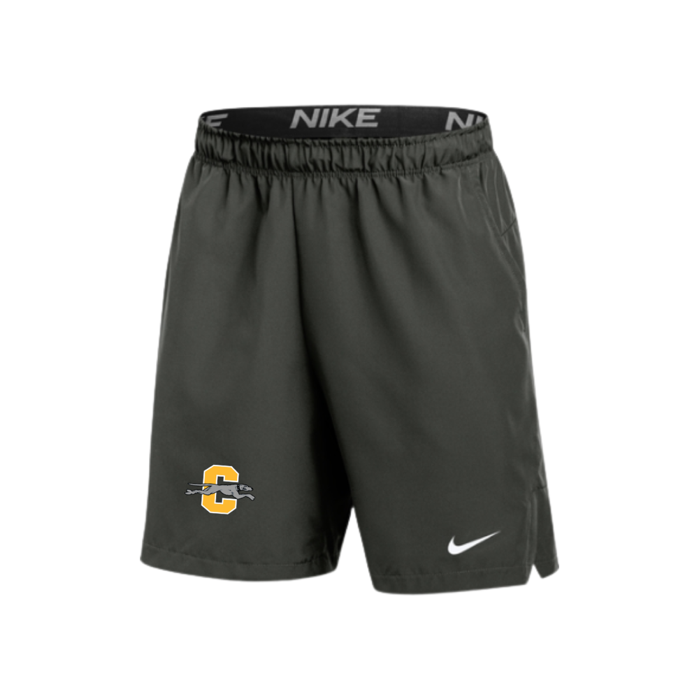 Anthracite Nike Team Flex shorts with CHS Greyhound right-thigh decoration