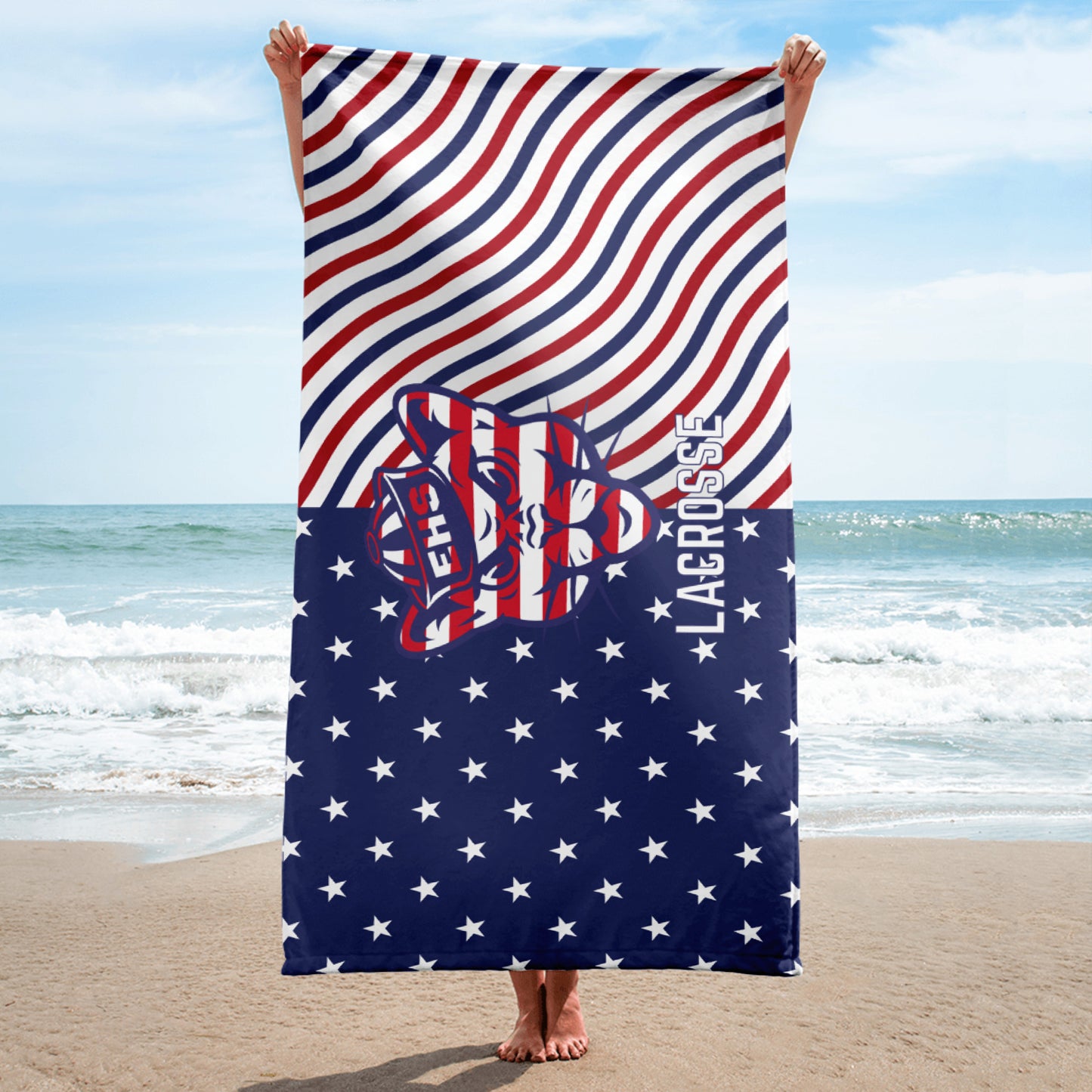 Evergreen Lacrosse USA Beach Towel