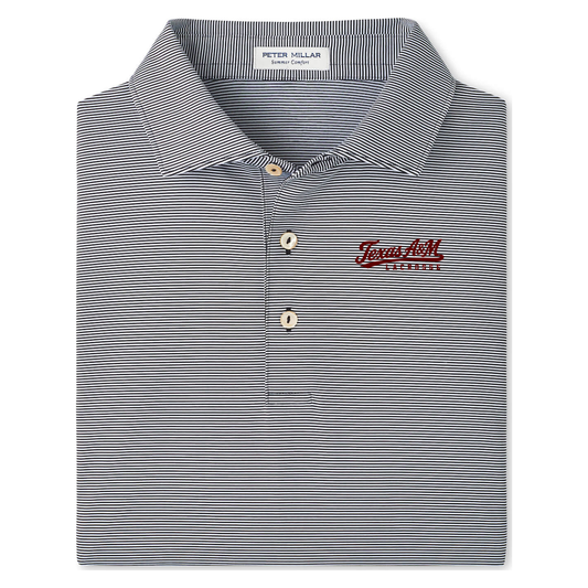Texas A&M Lacrosse Peter Millar Jubilee Striped Polo - Black