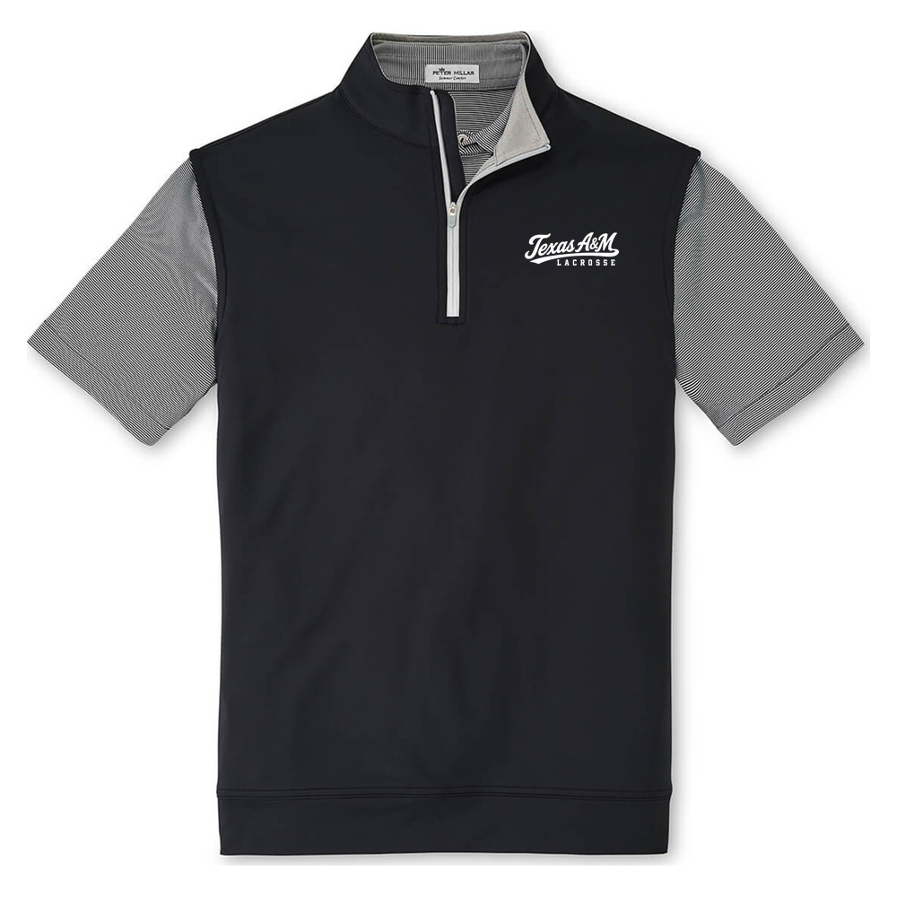 Texas A&M Lacrosse Peter Millar Galway Quarter-Zip Vest - Black