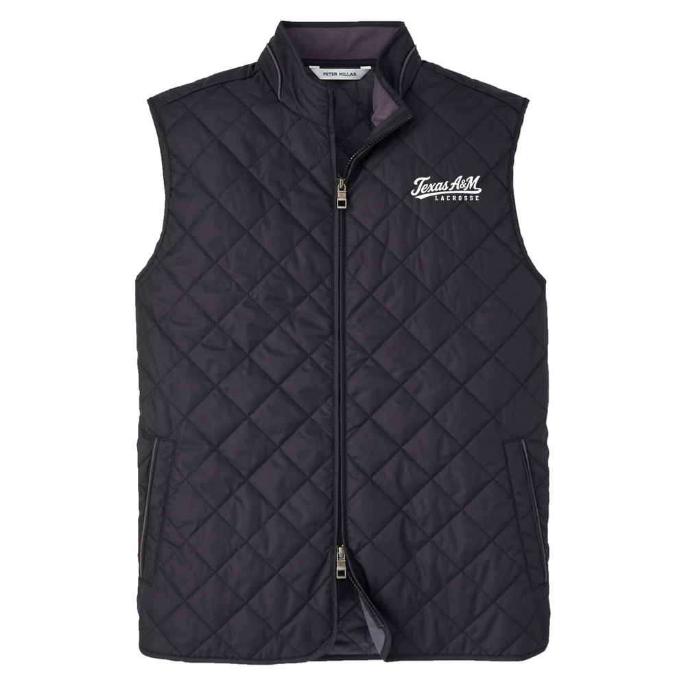 Texas A&M Lacrosse Peter Millar Essex Quilted Vest - Black