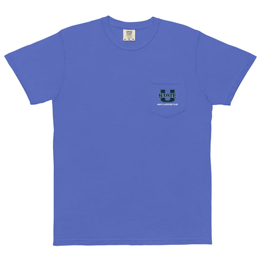 Adult USU Lacrosse Comfort Colors Pocket Tee