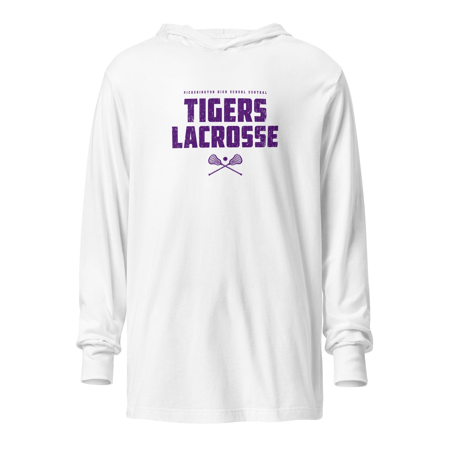 Adult Tiger Lax Lacrosse Bella + Canvas Hooded Long Sleeve Tee