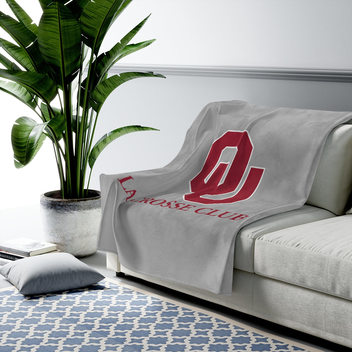 Oklahoma University Lacrosse Velveteen Plush Blanket