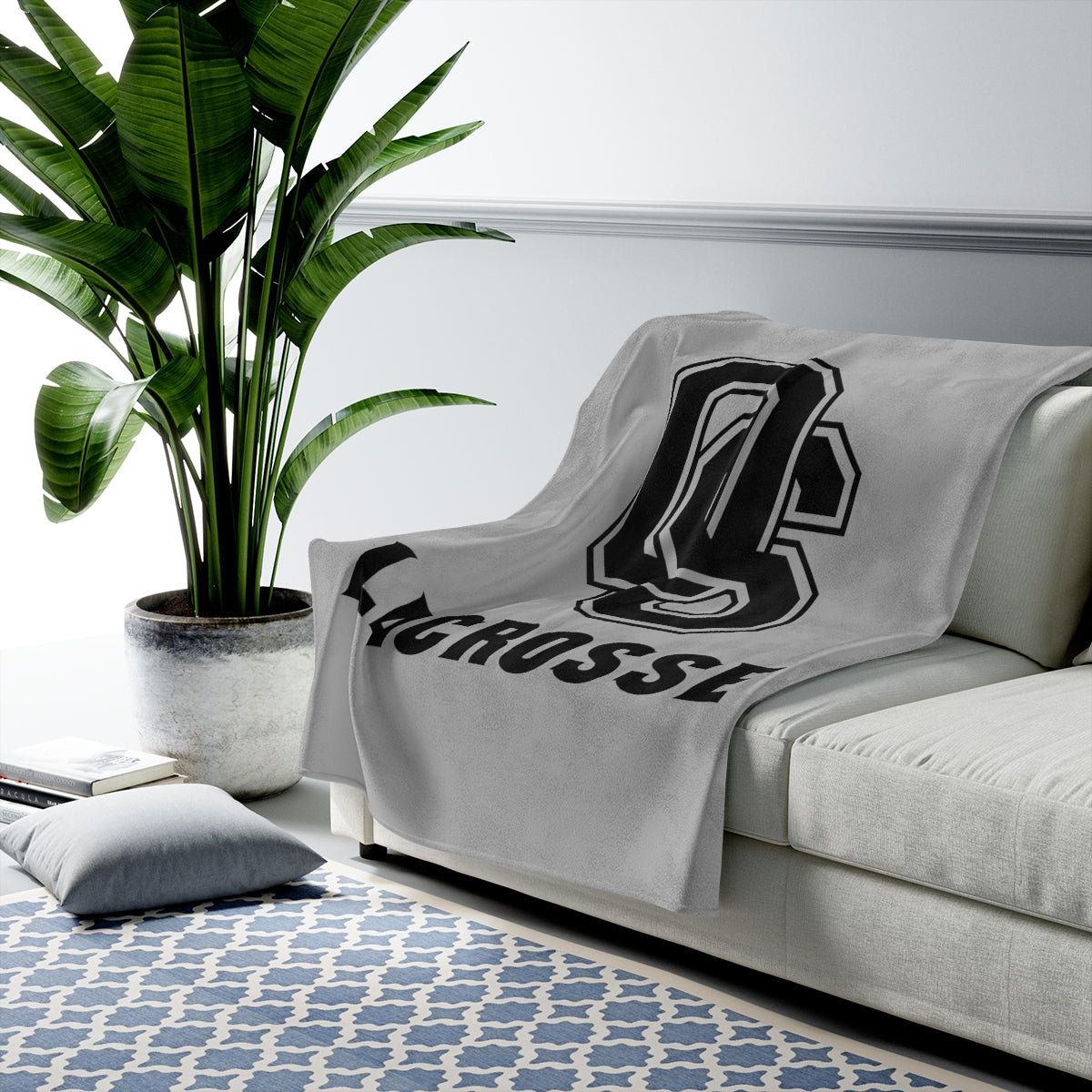 Old Saybrook Lacrosse Velveteen Plush Blanket