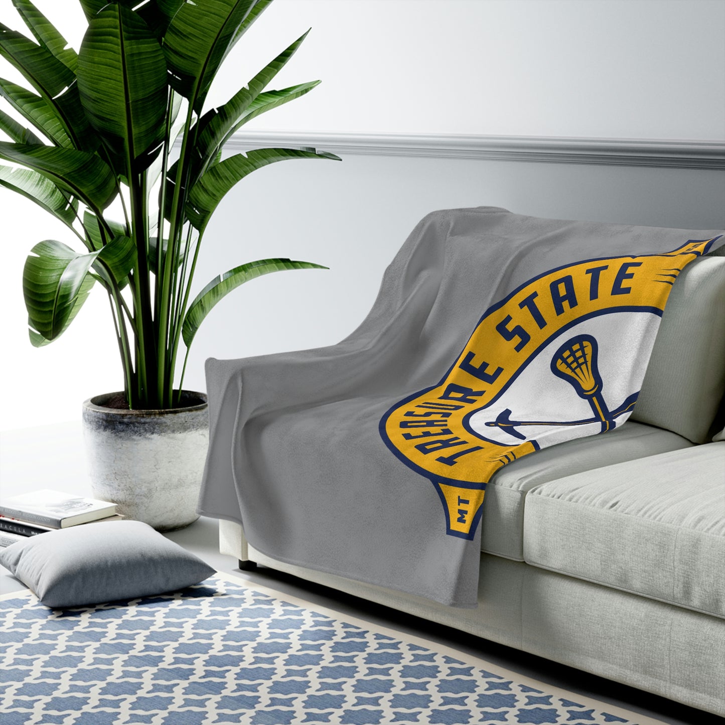 Treasure State Lacrosse Velveteen Plush Blanket