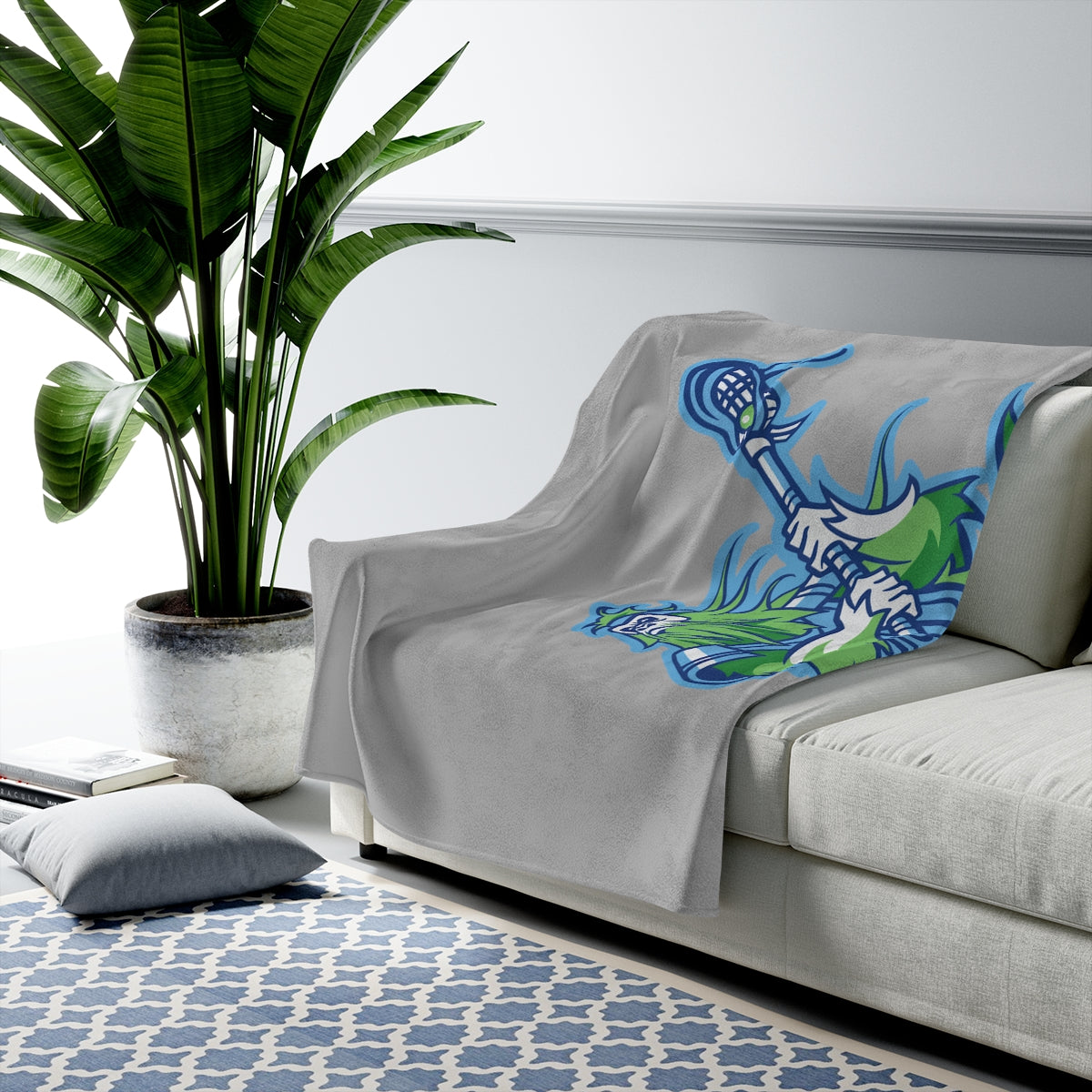 Seattle Warriors Lacrosse Velveteen Plush Blanket