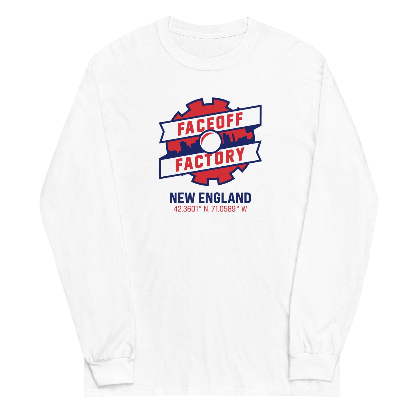 Adult Faceoff Factory Gildan Long Sleeve Shirt - New England
