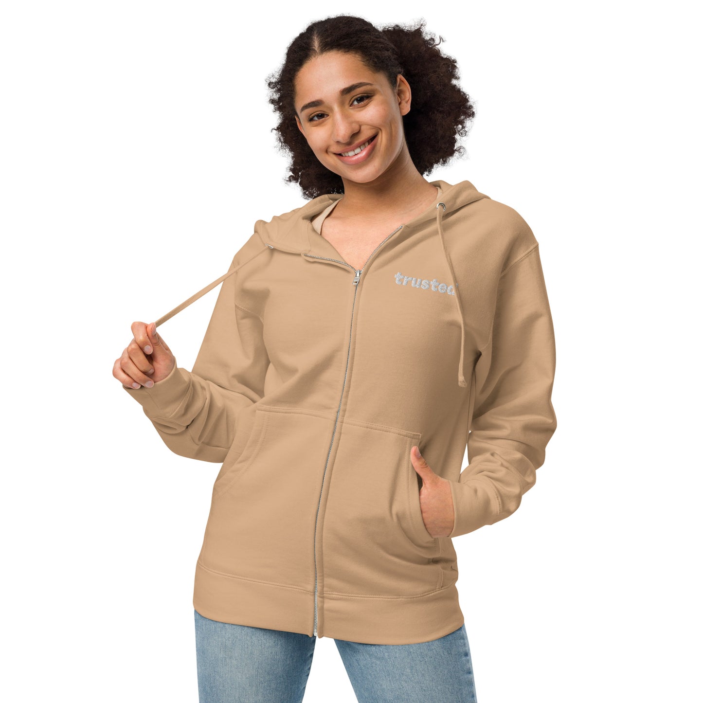Unisex fleece zip up hoodie