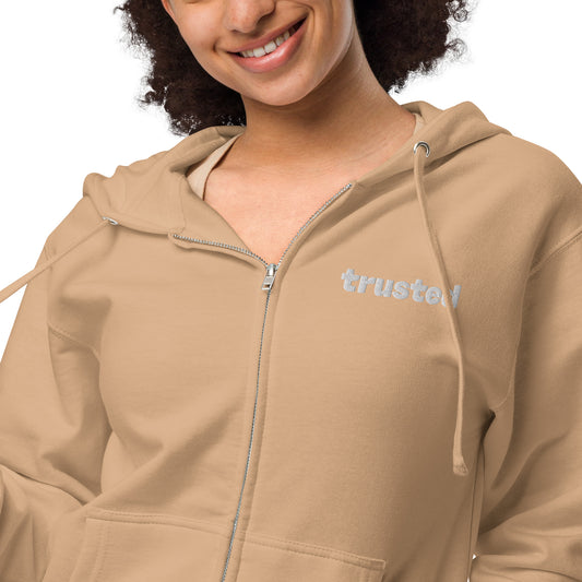 Unisex fleece zip up hoodie
