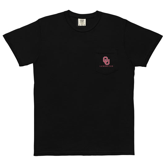 Adult Oklahoma University Lacrosse Comfort Colors Pocket Tee
