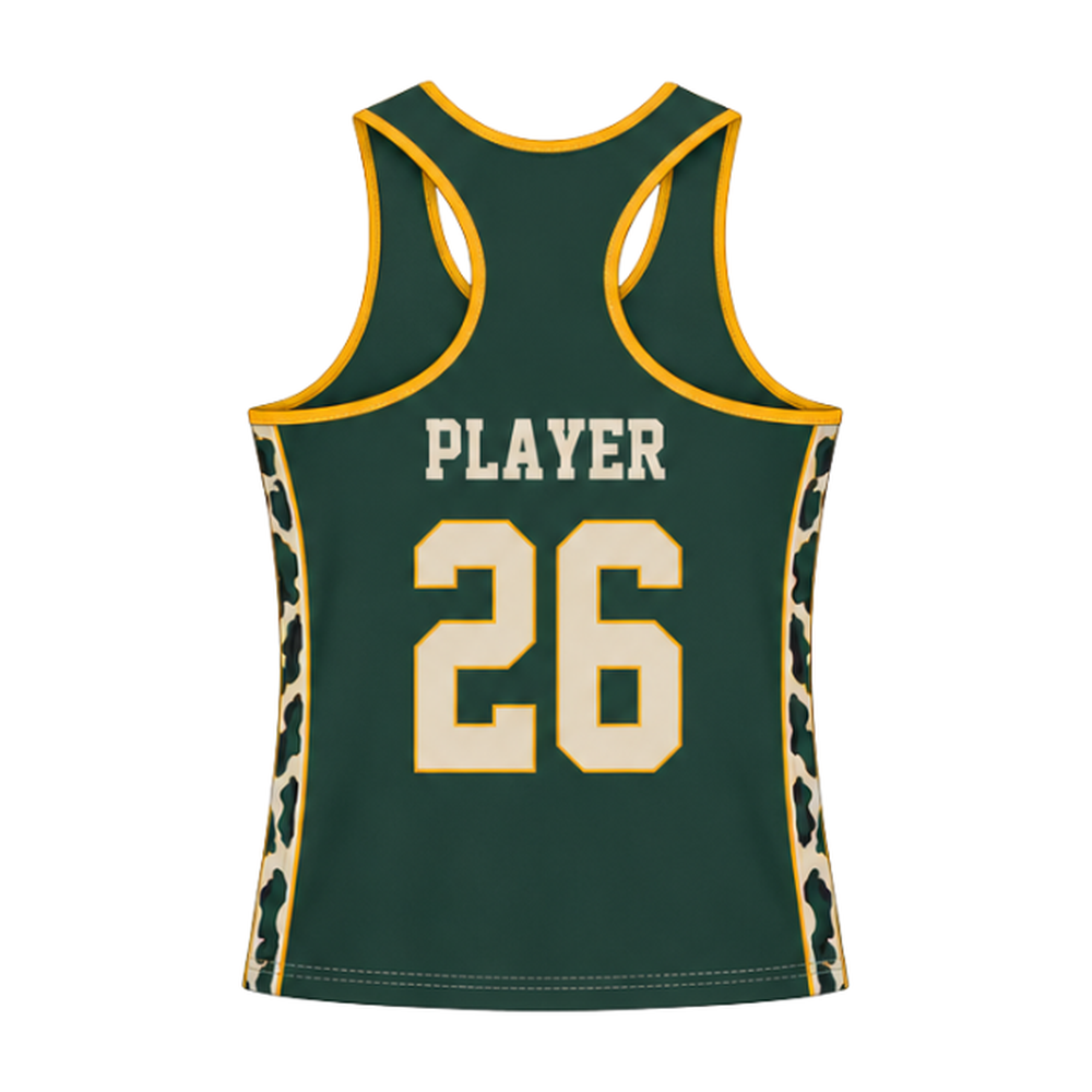 Milwaukee Coed Lacrosse Women's Racerback Reversible Pinnie - Cream / Dark Green - dark green side back