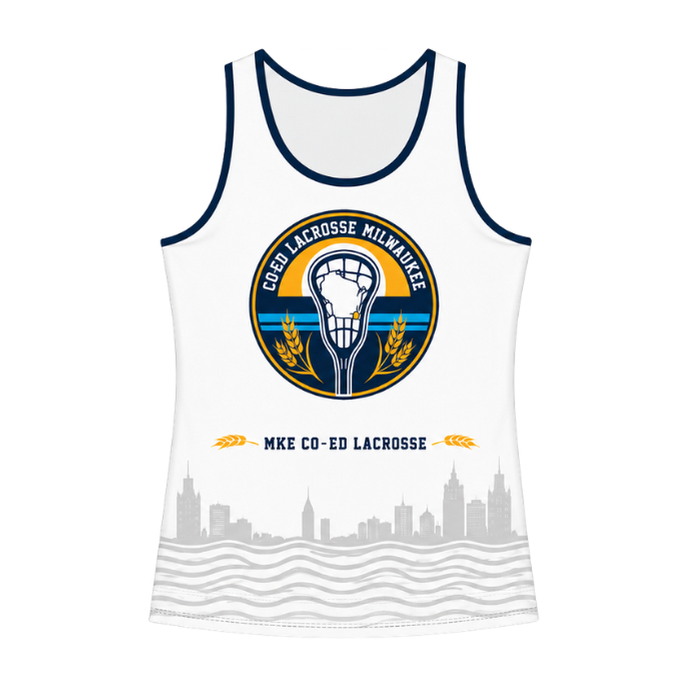 Milwaukee Coed Lacrosse Women's Racerback Reversible Pinnie - White / Electric Blue - white side front