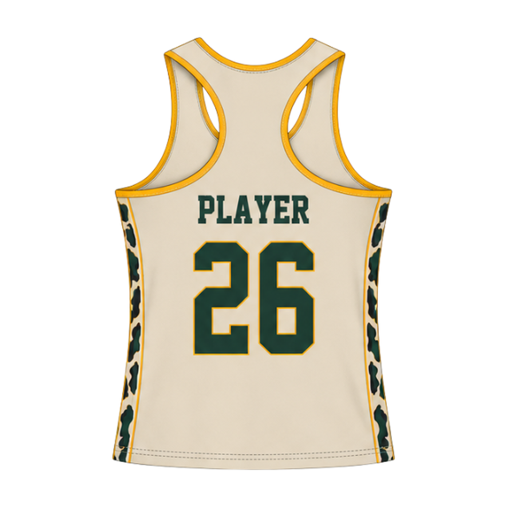 Milwaukee Coed Lacrosse Women's Racerback Reversible Pinnie - Cream / Dark Green - cream side back