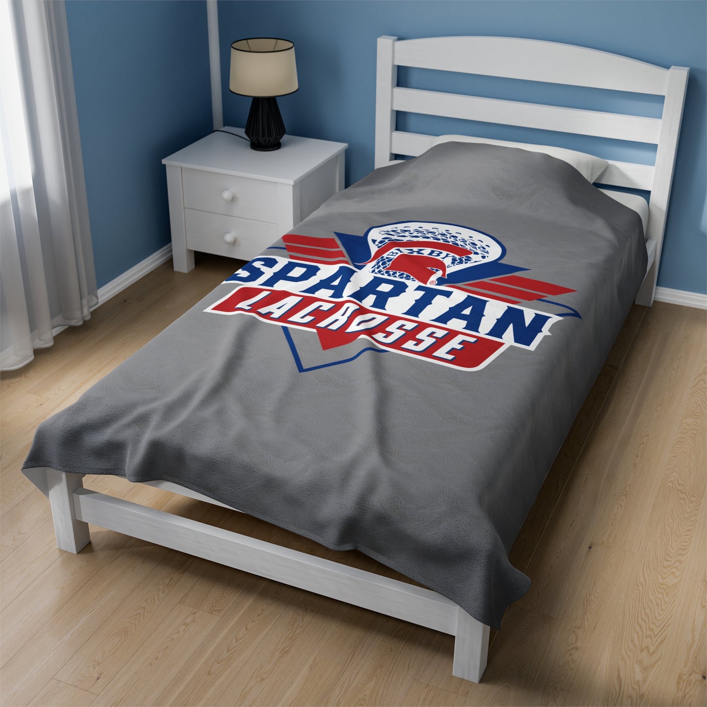 Bixby Spartan Lacrosse Velveteen Plush Blanket