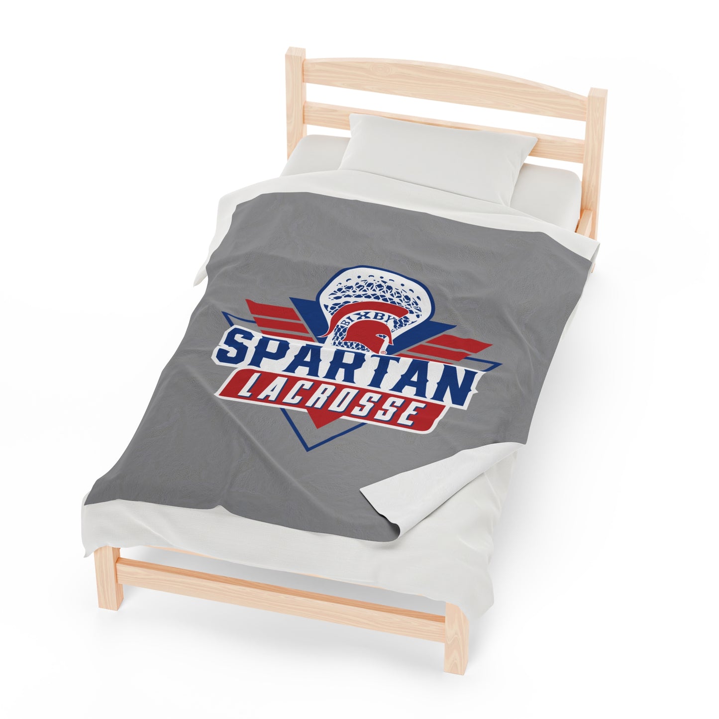 Bixby Spartan Lacrosse Velveteen Plush Blanket