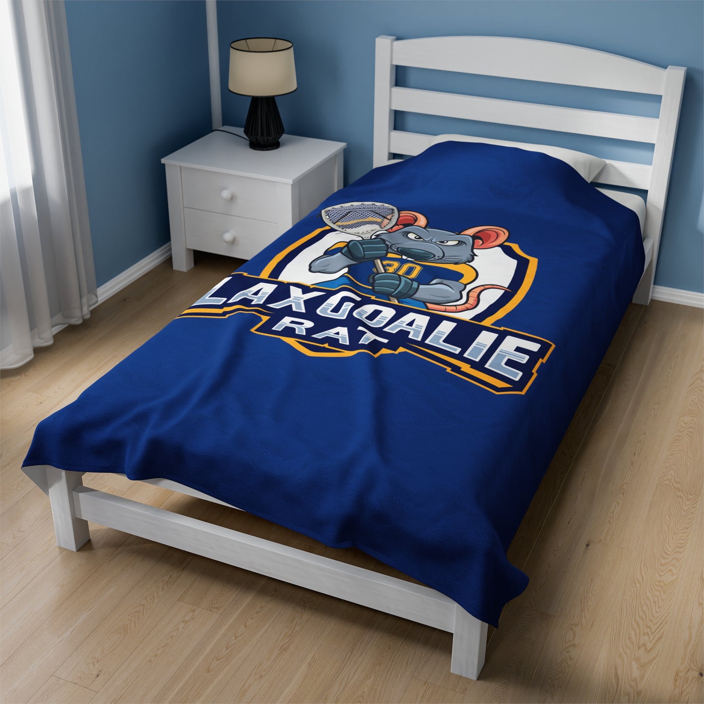 Lax Goalie Rat Velveteen Plush Blanket (60" x 80")