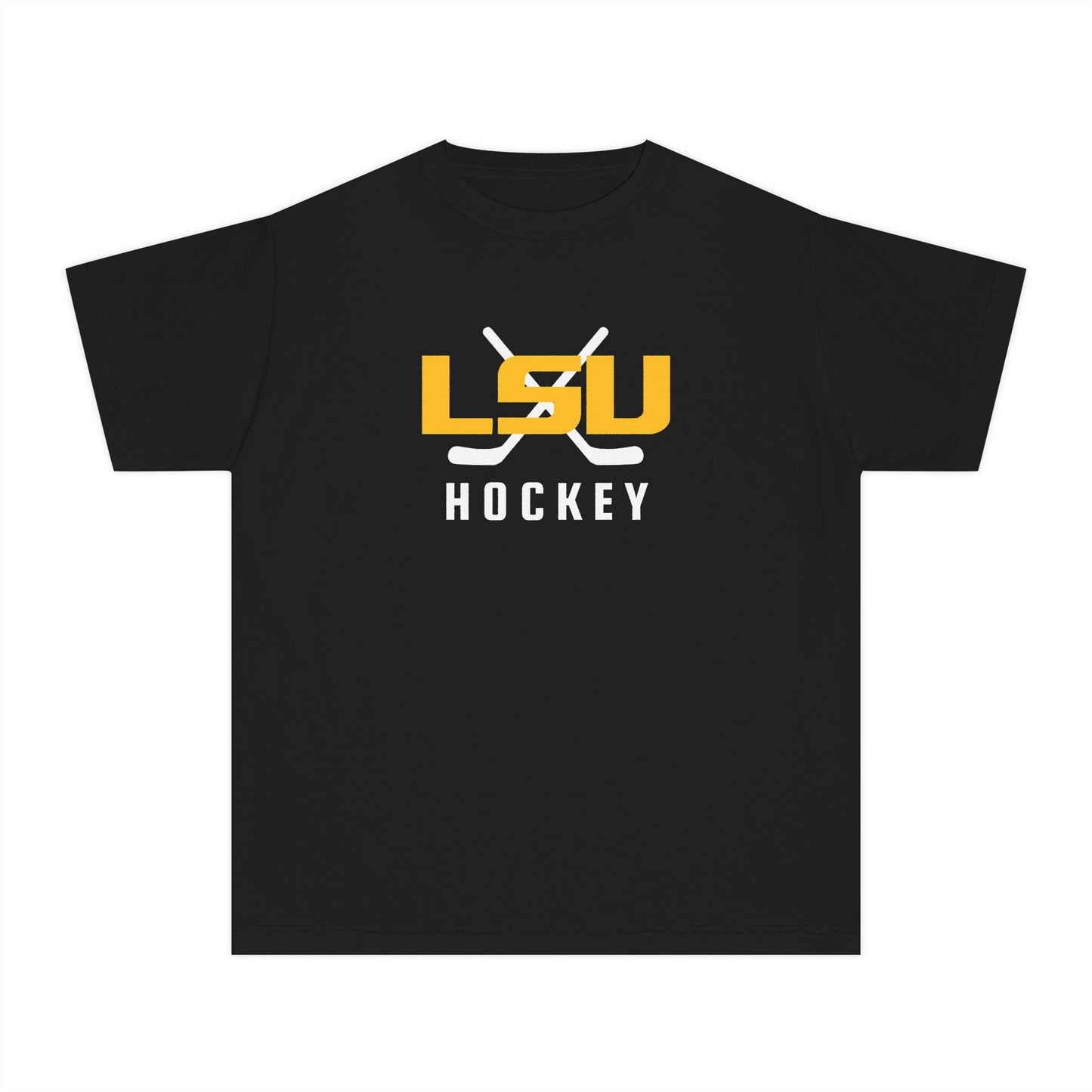 Youth LSU Ice Hockey Comfort Colors Garment Dyed T-Shirt