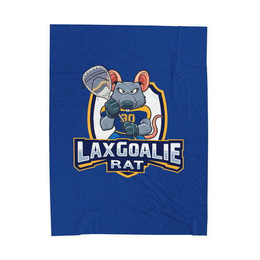 Lax Goalie Rat Velveteen Plush Blanket (60" x 80")