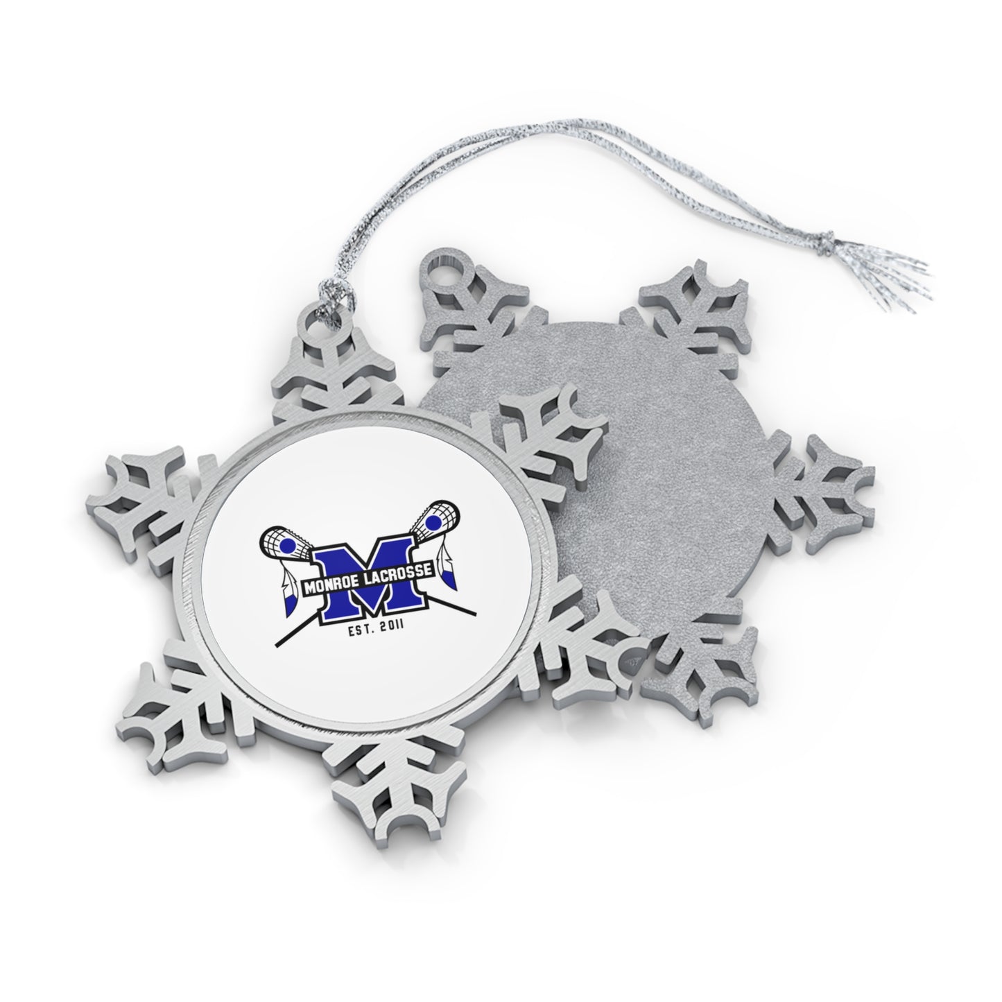 Monroe Braves Lacrosse Pewter Snowflake Ornament
