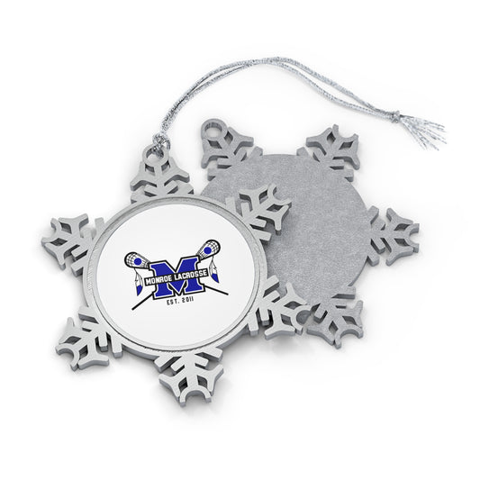 Monroe Braves Lacrosse Pewter Snowflake Ornament