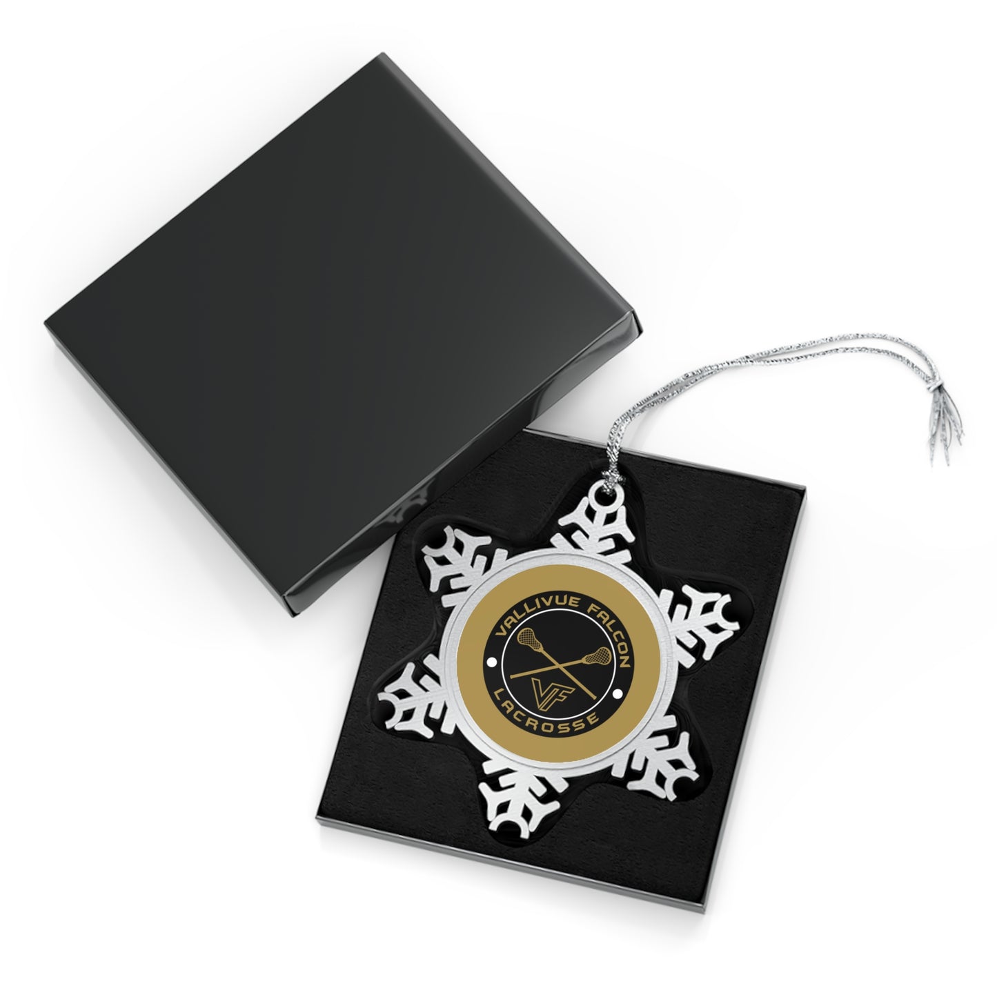 Vallivue Lacrosse Pewter Snowflake Ornament