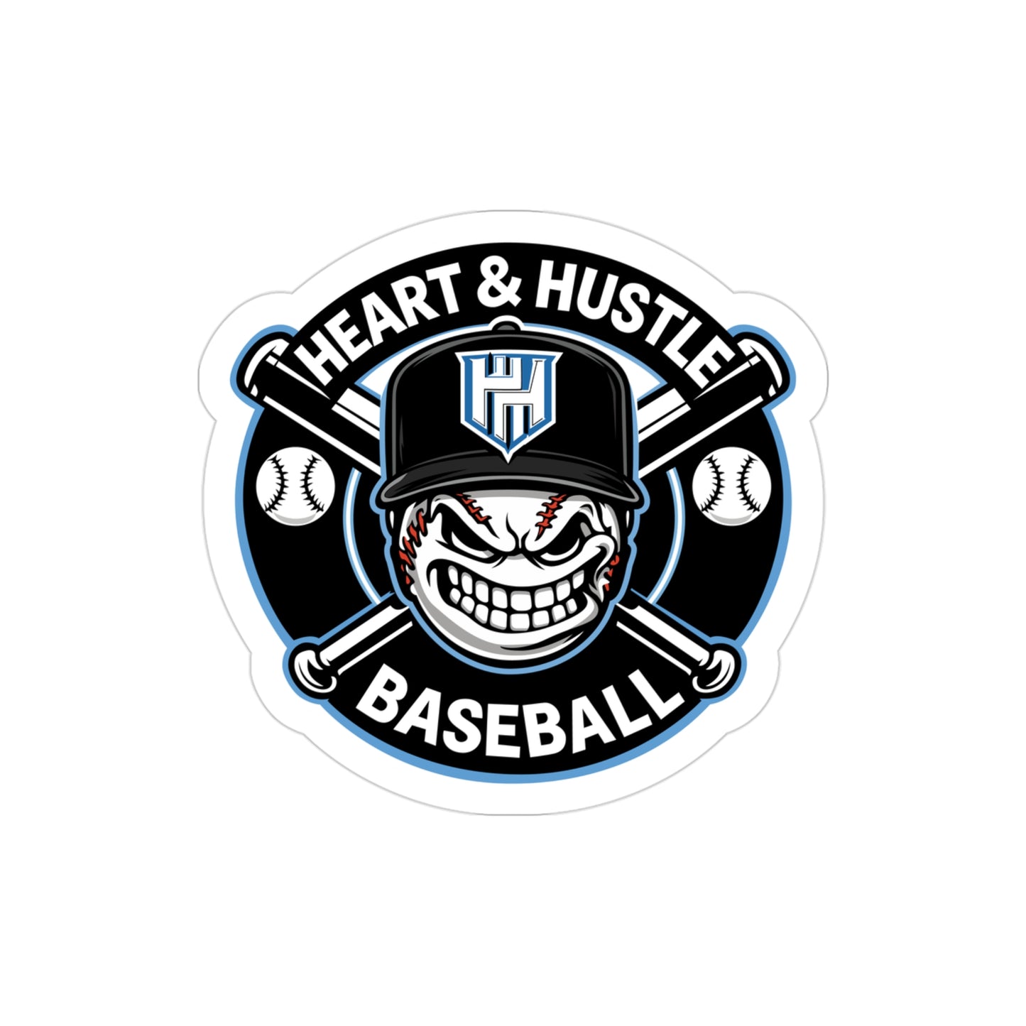 Heart and Hustle Baseball Transparent Die-Cut Outdoor Sticker