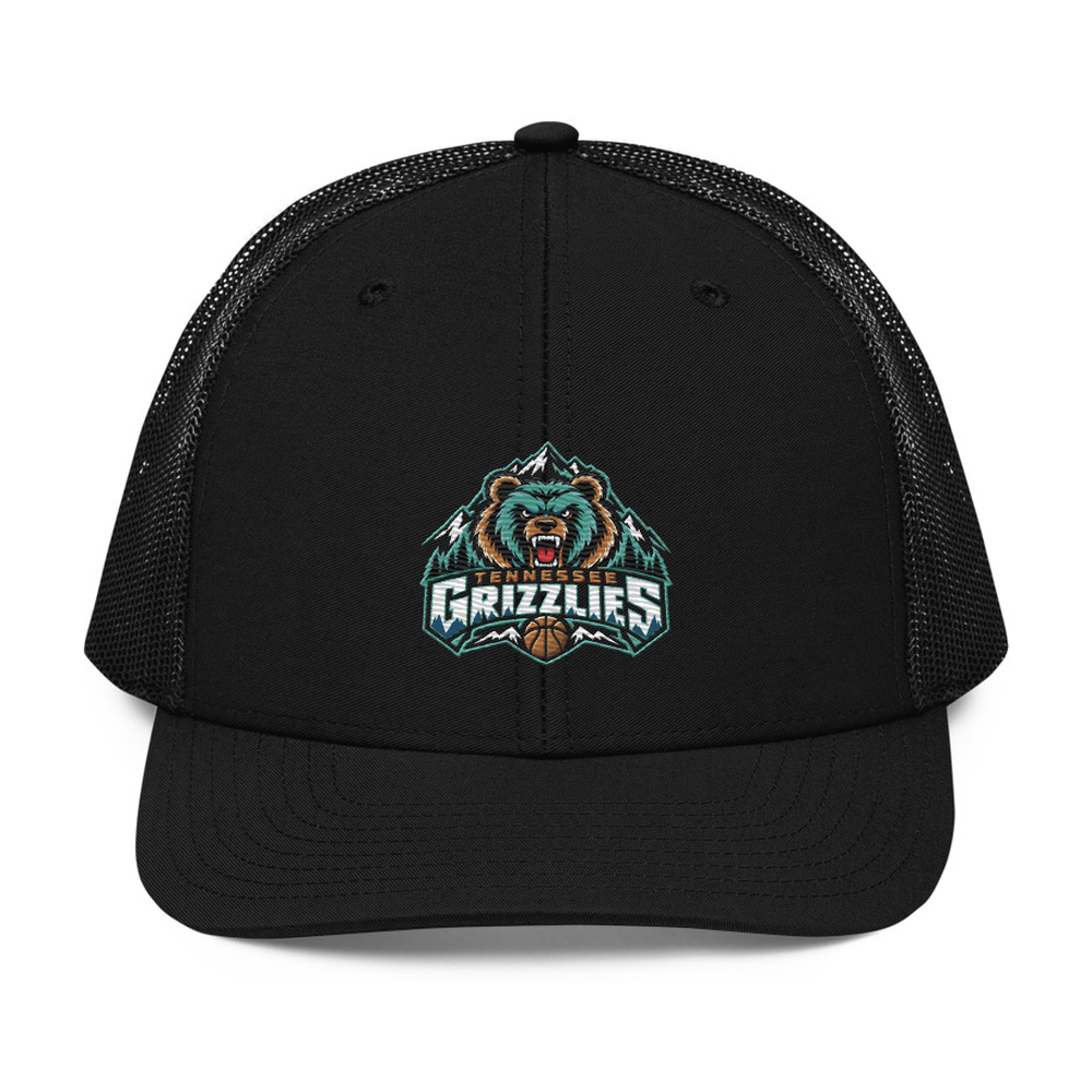 Black Tennessee Grizzlies Basketball Richardson trucker hat with the full-color logo embroidered on the front