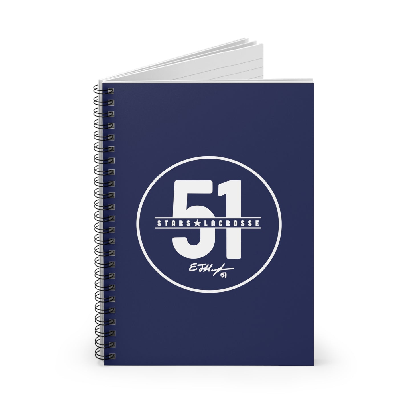 51 Stars Lacrosse Spiral Notebook - Ruled Line