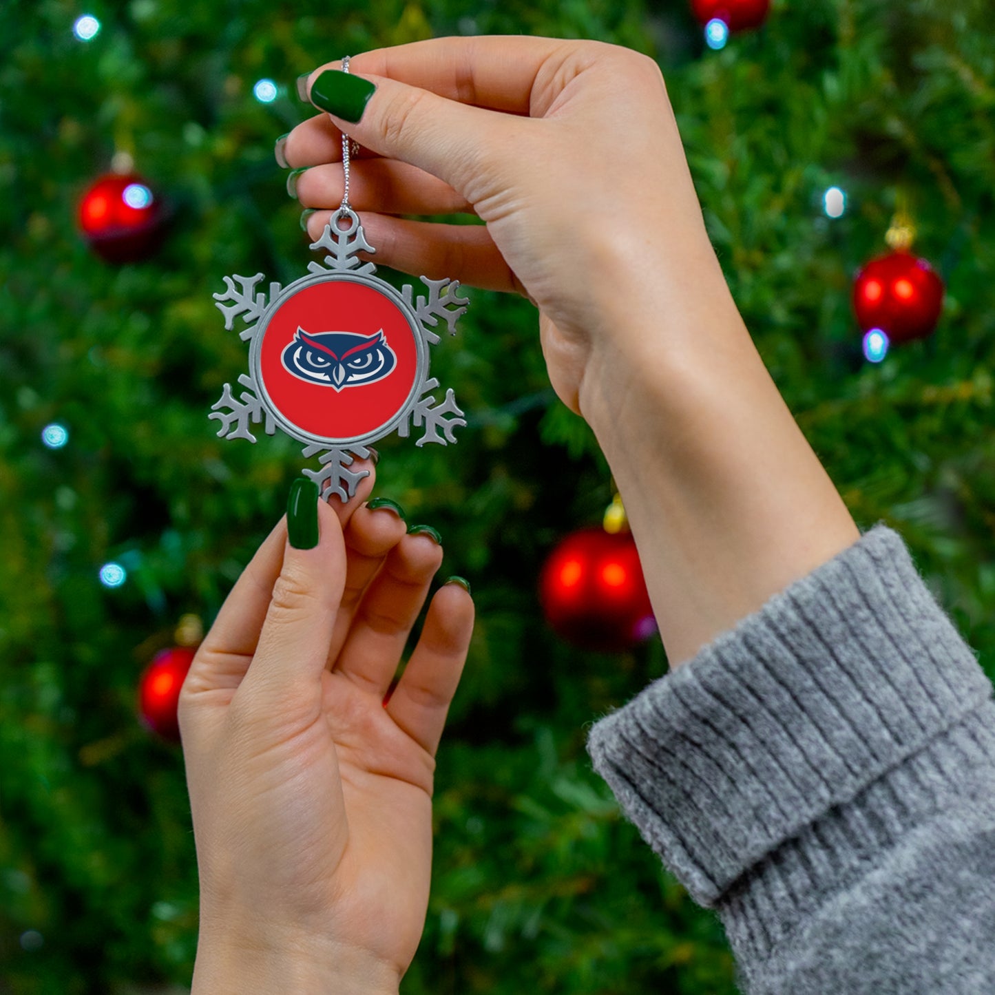 FAU Lacrosse Pewter Snowflake Ornament