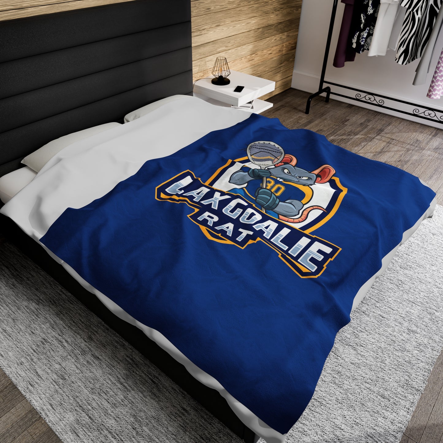Lax Goalie Rat Velveteen Plush Blanket (60" x 80")