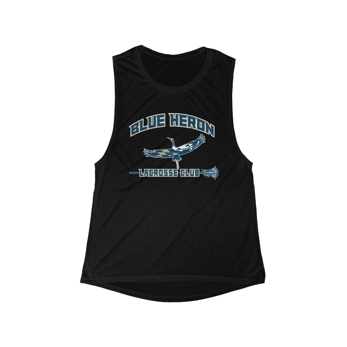 Women's  Blue Heron Lax Bella + Canvas Flowy Scoop Sport Tank