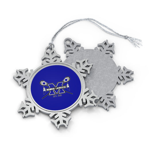 Monroe Braves Lacrosse Pewter Snowflake Ornament