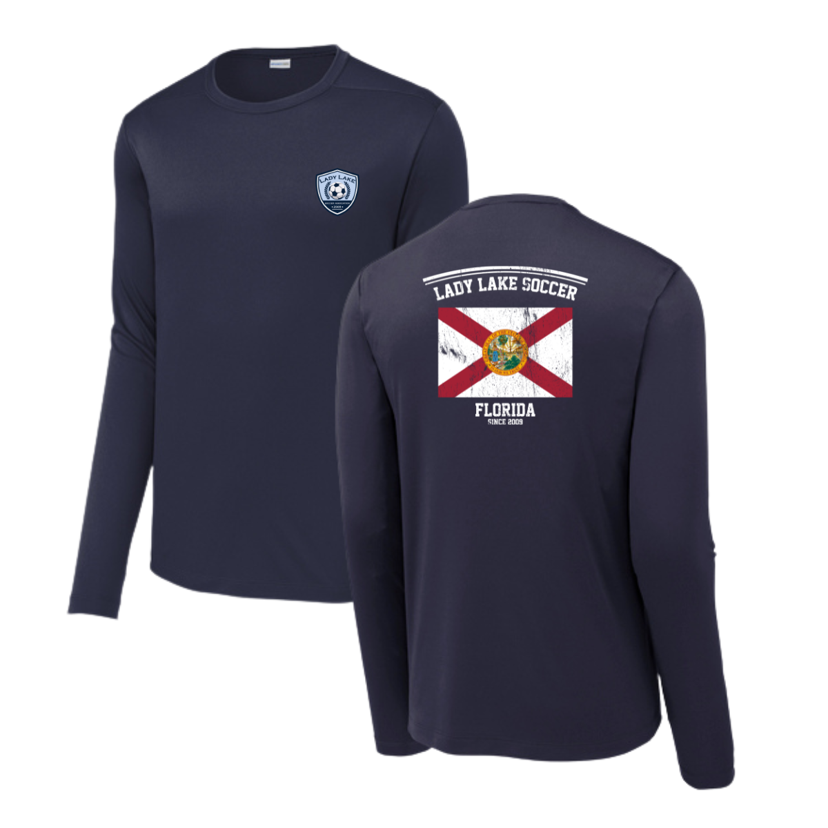 Adult Lady Lake Soccer Association Sport-Tek Posi UV Pro LS Tee