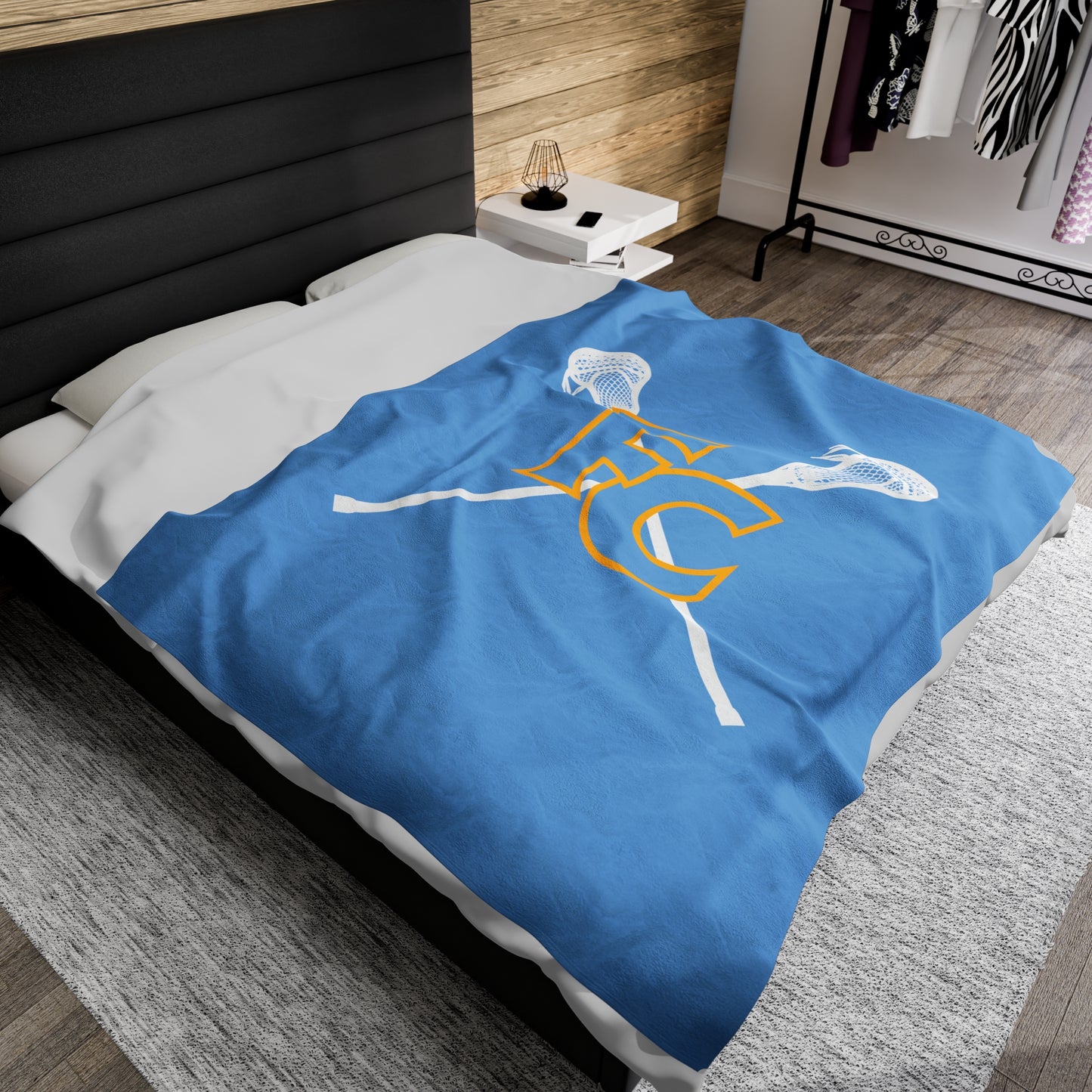 First Colonial Lacrosse Velveteen Plush Blanket (60"x80")