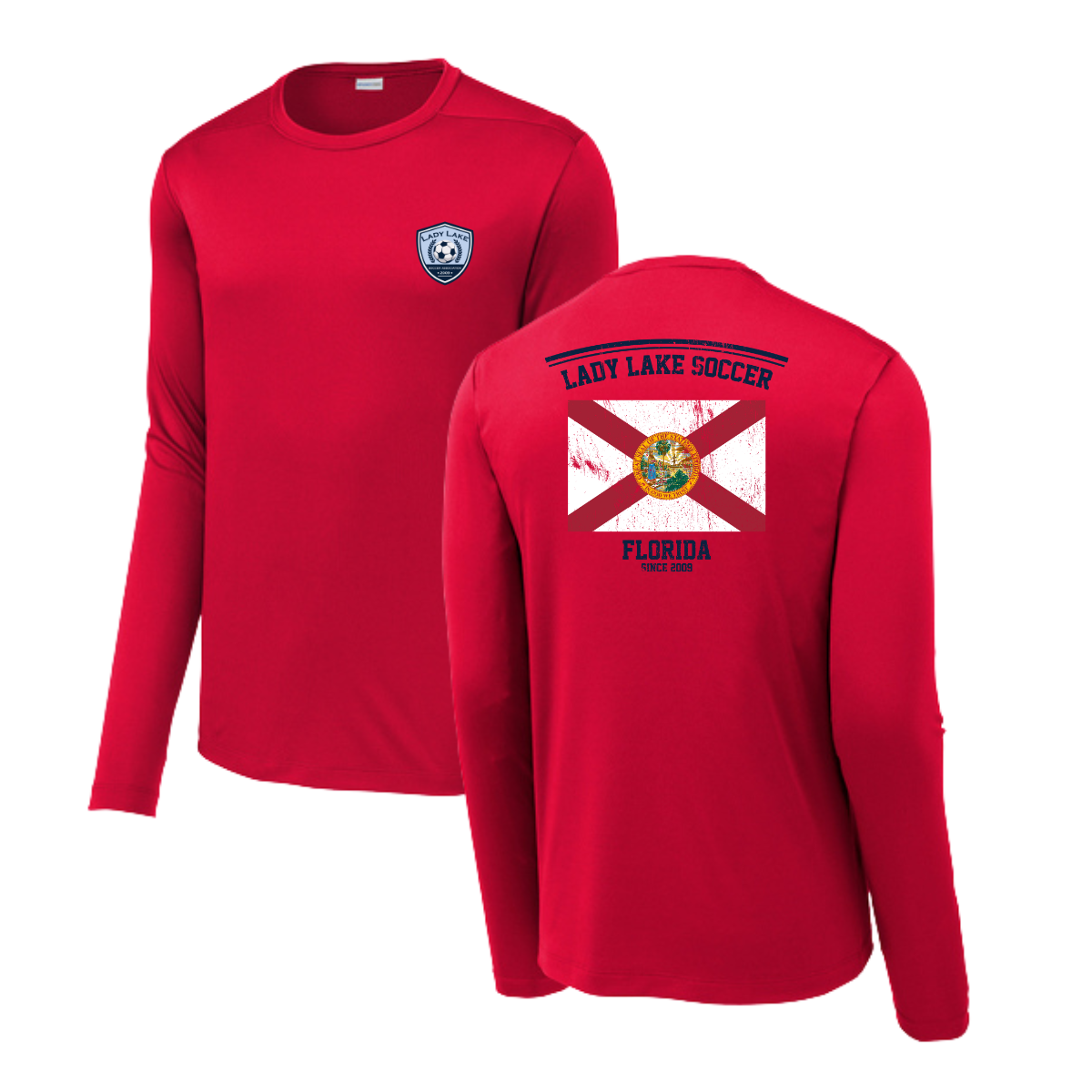 Adult Lady Lake Soccer Association Sport-Tek Posi UV Pro LS Tee