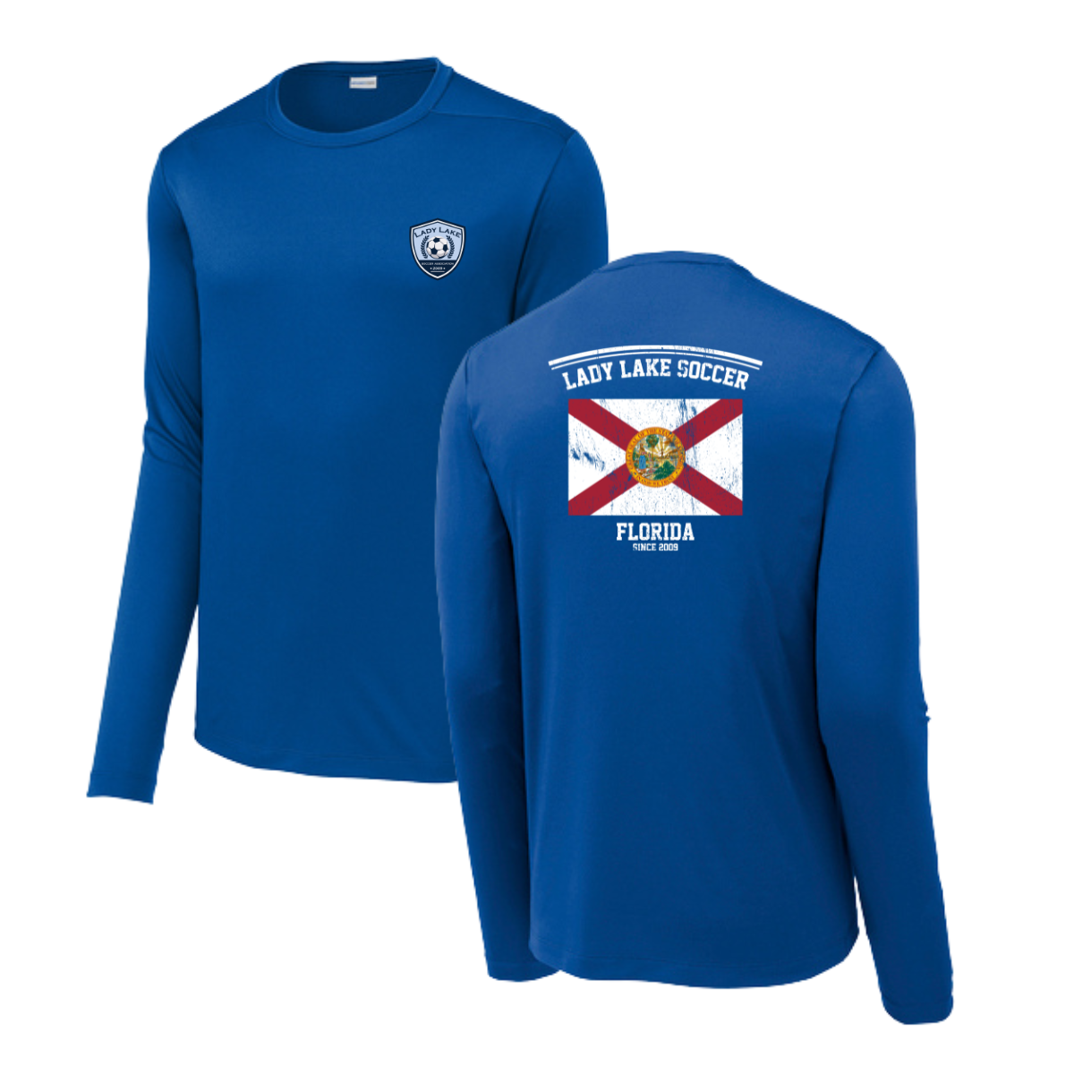 Adult Lady Lake Soccer Association Sport-Tek Posi UV Pro LS Tee