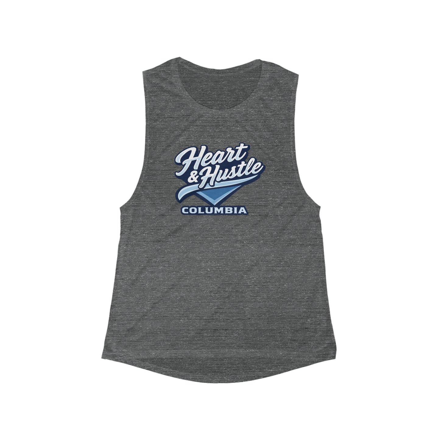 Women's Heart and Hustle Baseball Bella + Canvas Flowy Scoop Sport Tank